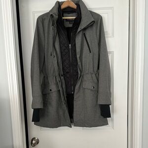 Liz Claiborne Gray Utility Jacket with High Collar and Cinched Waist - Like New!